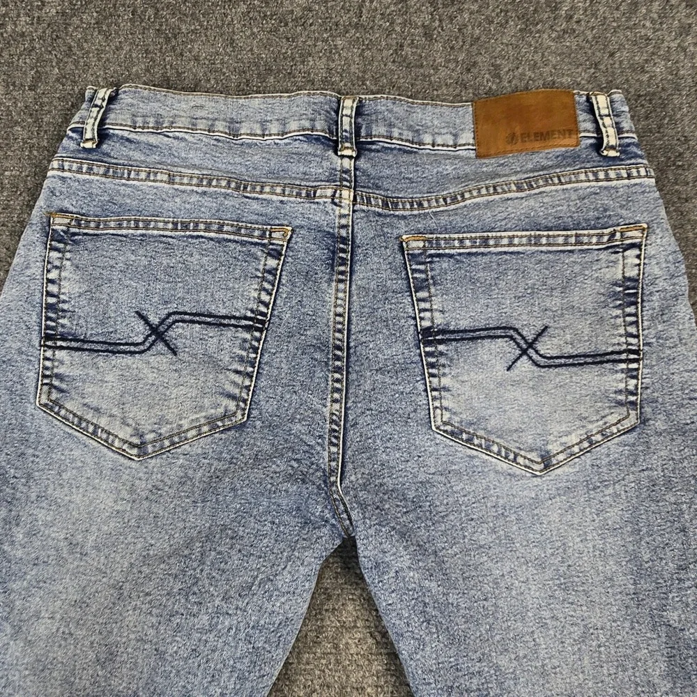 Element Mens Slim Fit Jeans Light Wash Acid Blue Denim Stretch Pants